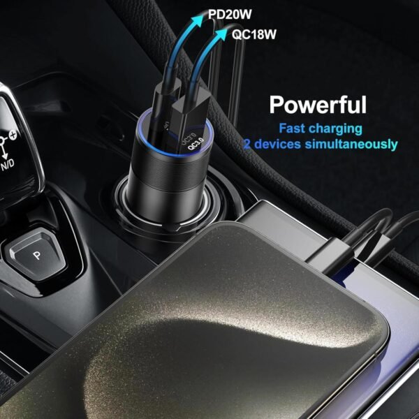 Cargador de Coche Dual USB y USB-C - Carga Rápida y Compacta - Imagen 5