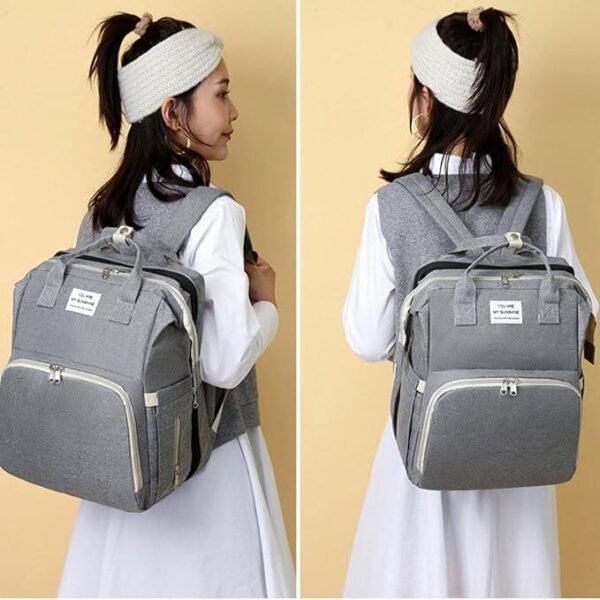 Mochila Mamá de Pañales Multifuncional Plegable - Cuna de Viaje y Estación de Cambio para Bebé, Estilo Unisex - Imagen 8