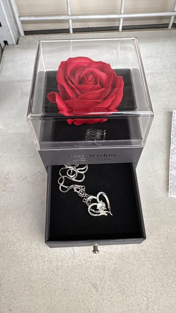 Rosa Eterna + Collar - Flor Preservada en Cúpula de Cristal - Imagen 6