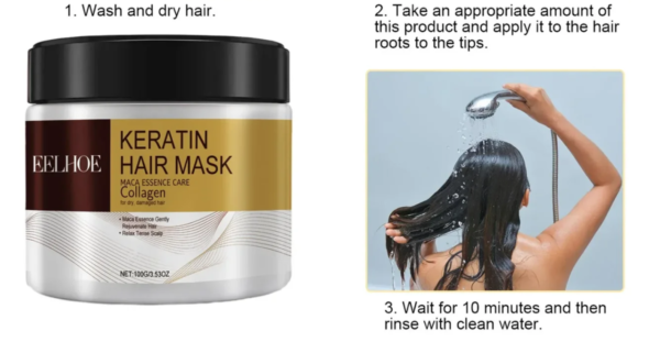 EELHOE Máscara de Keratina - Reparación Profunda, Antifrizz y Brillo Intenso - Imagen 3
