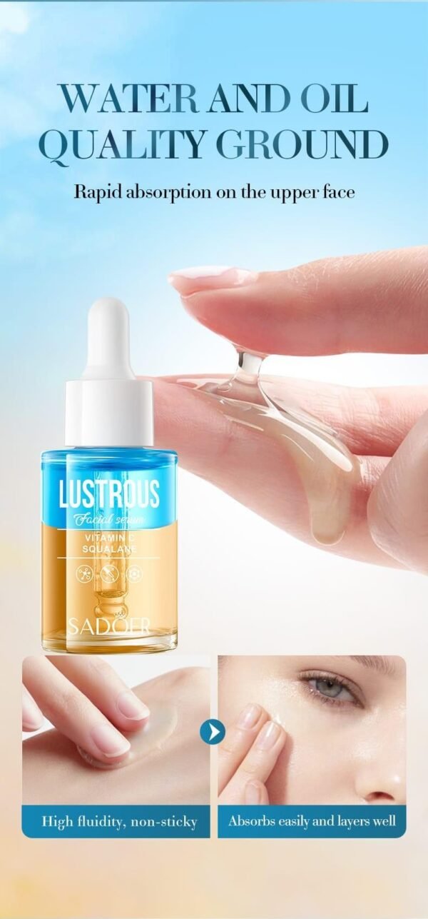 Sérum Facial Vitamina C + Escualano 30ml SADOER – Luminosidad, Hidratación Profunda y Antioxidantes en un Solo Paso - Imagen 3