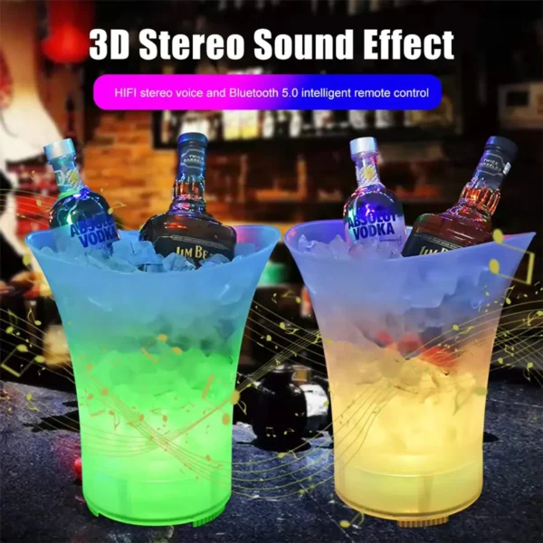Cubeta Grande Para Hielo Parlante Con Luces LED (5L - 7L) - Imagen 9