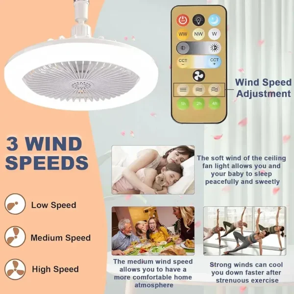 Lámpara-Ventilador de Techo LED Multifuncional con Control Remoto – Confort y diseño en un solo dispositivo - Imagen 9
