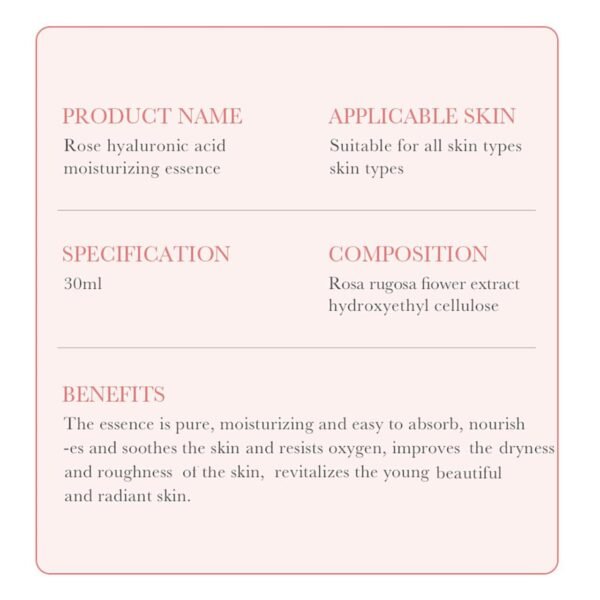 Esencia de Rosa con Ácido Hialurónico – Hidratación, Nutrición y Luminosidad en 30 ml - Imagen 6