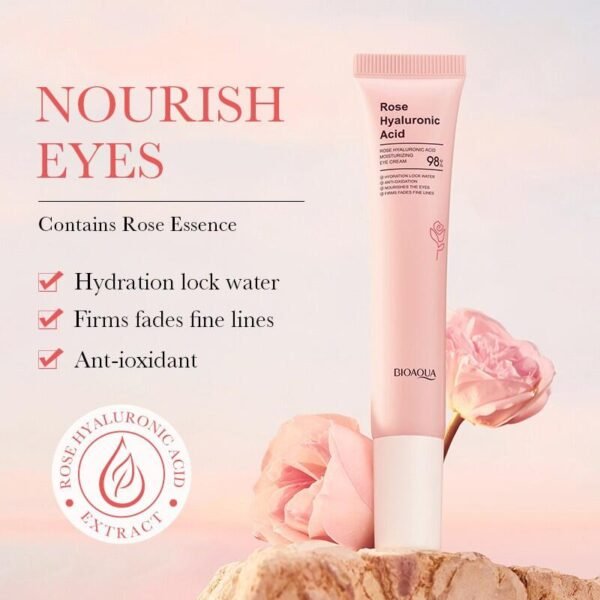 Contorno de Ojos Hidratante con Ácido Hialurónico y Rosa – 20g - Imagen 4
