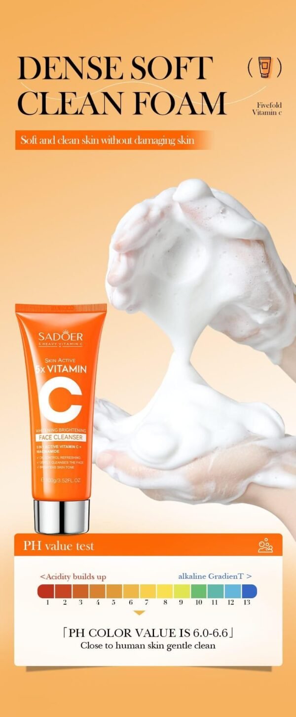 Limpiador Facial Blanqueador Iluminador con 5 Vitaminas C Intensas – 100ml - Imagen 2