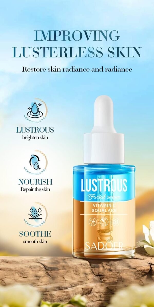 Sérum Facial Vitamina C + Escualano 30ml SADOER – Luminosidad, Hidratación Profunda y Antioxidantes en un Solo Paso - Imagen 2