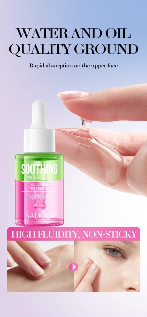 Sérum Facial 2 en 1 con Aceite de Árbol de Té + Colágeno 30ml – Purificación Profunda - Imagen 3