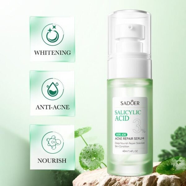 Sérum Reparador para el Acné con Ácido Salicílico 40ml SADOER – Purifica, Desinflama y Regenera la Piel con Tendencia Acneica