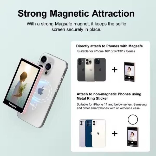 Pantalla de Monitor Selfie Magnética – Compatible con iPhone y Samsung - Imagen 3
