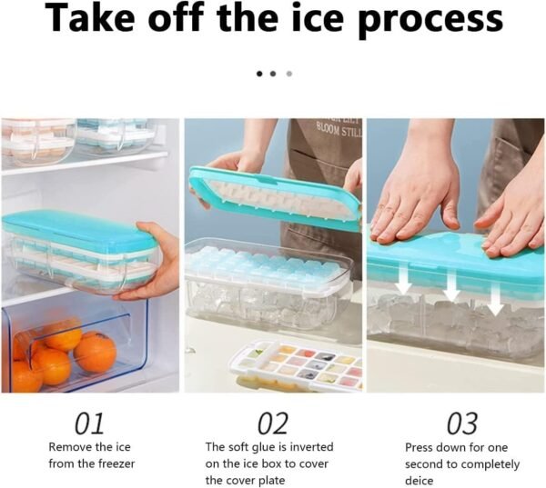 Máquina para hacer cubitos de hielo 2 en 1 con bandeja y tapa - Imagen 4