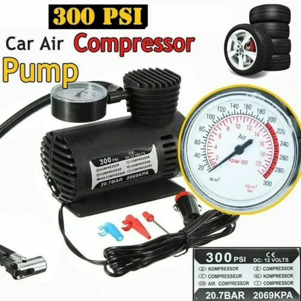 Compresor de Aire Portátil 300 PSI – Inflador Eléctrico para Neumáticos de Coche - Imagen 7