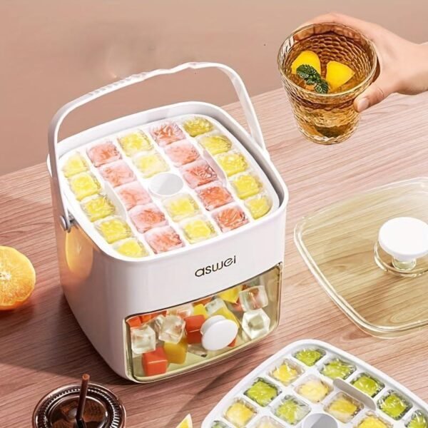 Máquina para Hacer Cubitos de Hielo 2 en 1 con Bandeja y Tapa – Práctica, Moderna y Eficiente - Imagen 3