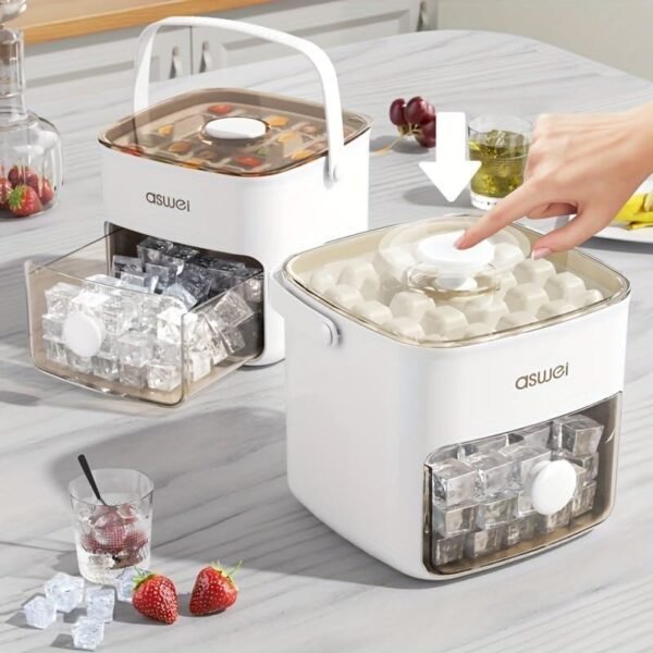 Máquina para Hacer Cubitos de Hielo 2 en 1 con Bandeja y Tapa – Práctica, Moderna y Eficiente - Imagen 2