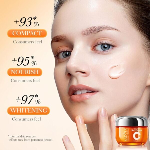Crema Facial Blanqueadora Iluminadora 5 en 1 con Vitamina C Activa + Niacinamida – Piel Radiante en Cada Aplicación - Imagen 2